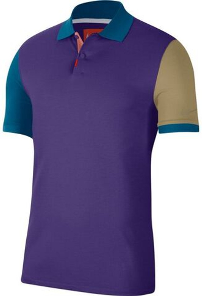 Мужское теннисное поло Nike Polo Slim-Fit SS - court purple /green abyss/параchute beige