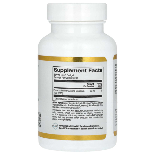 California Gold Nutrition, Пирролохинолинхинон, 20 мг, 90 растительных капсул