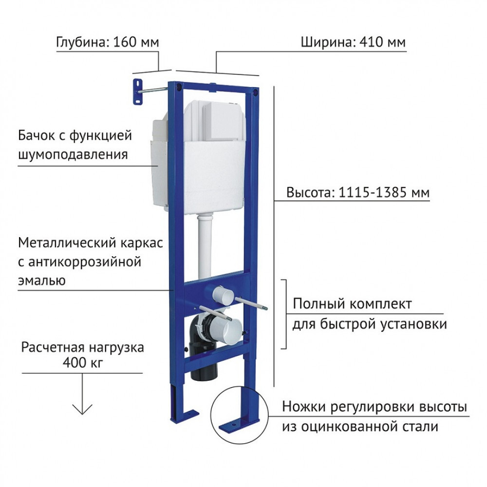 Система инсталляции BERGES ATOM line 410 белая/хром глянец АТОМ 040341
