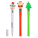 Ручка шариковая, Basir, синие чернила, серия "Новогодние", с резиновой фигуркой и фонариком, 36 шт