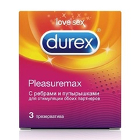 Рельефные презервативы с точками и рёбрами Durex Pleasuremax 3шт