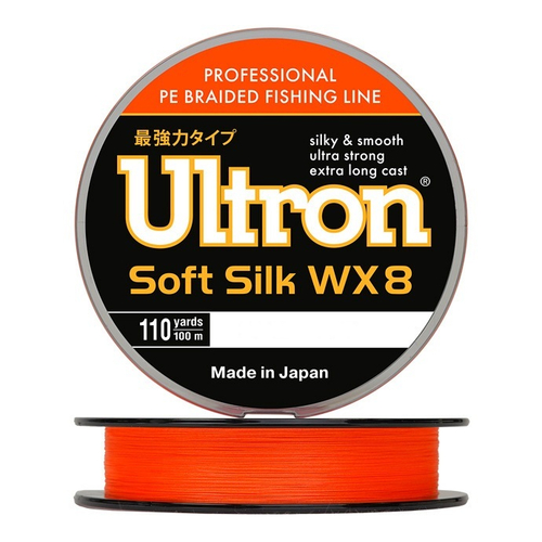 Шнур ULTRON WX 8 Soft Silk 0,27 мм., 26,0 кг, 100 м, оранжевый
