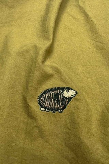 Платье с кулиской из вареного хлопка цвета хаки с ёжиком