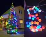 уличная гирлянда на елку с шариками rgb "Цветной каскад"