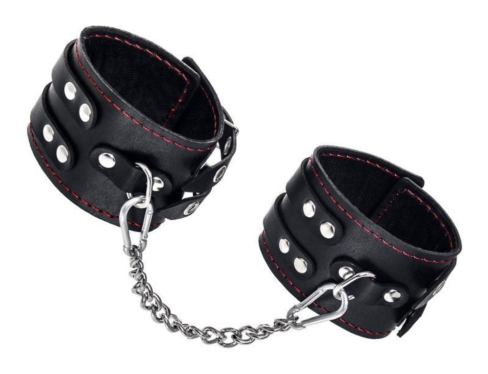 Черные оковы с двумя ремнями и подкладкой (Цвет: черный)