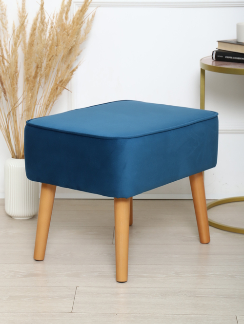 Пуф "Donatello"антивандальный велюр Denim/натурал. Для кухни, прихожей, салона красоты, офиса. 53х41х44см