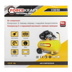 Компрессор 2-х поршневой с прямым приводом (ресивер 50л, 8 бар, 320л/м, 2200W, 230V)