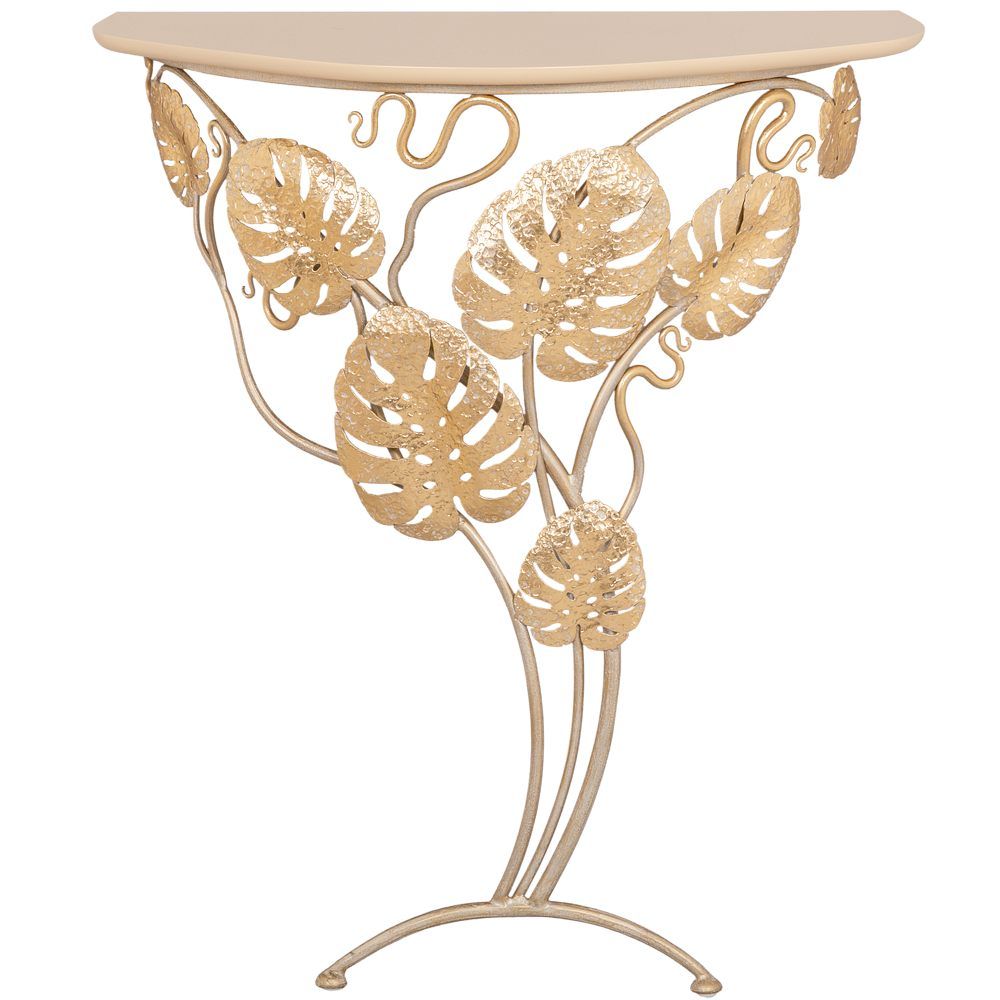Консоль Monstera Deliciosa Wood (Монстера) Айвори Мраморное золото