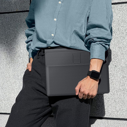 Универсальная портативная подставка 3в1 для ноутбука из кожи от Dux Ducis, серия AirQ Series, чехол для ноутбука, подставка и магнитное зарядное устройство в одном