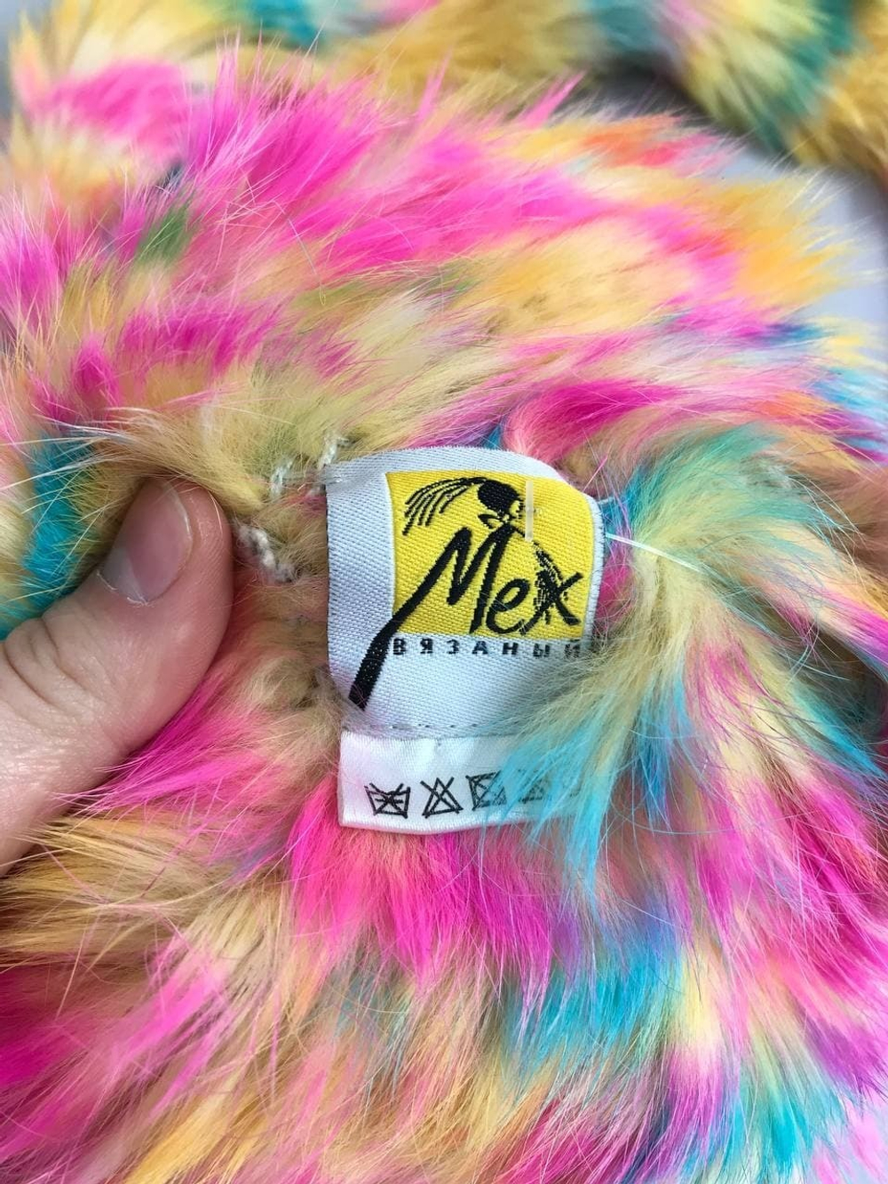 Шапка "Вязаный мех" на 5-7 лет из натурального кролика