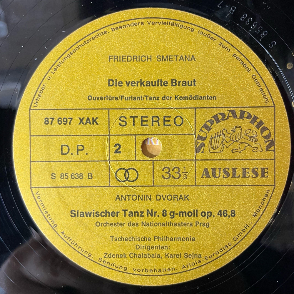 Винтажная виниловая пластинка Bedrich Smetana Сметана, Antonin Dvorak Дворжак, Melodien Von Der Moldau Мелодии из Влтавы (Германия 1974)