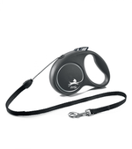 Поводок-рулетка Флекси Black Design S (до 12 кг) 5 м трос черный/серебро