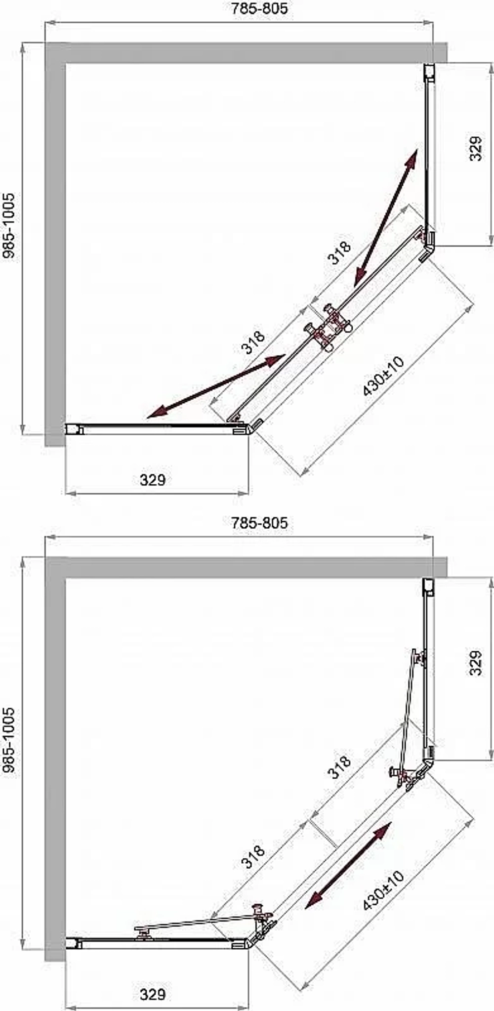 Душевой уголок BelBagno UNO 195-PH-2 100x80 прозрачный/хром