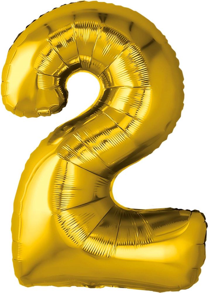 Ag (32&#39;&#39;/81 см) Цифра, 2, Золото, 1 шт. в уп.