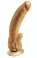Гелевый фаллоимитатор на присоске с наростами для массажа клитора - 23,5 см. (Цвет: телесный)