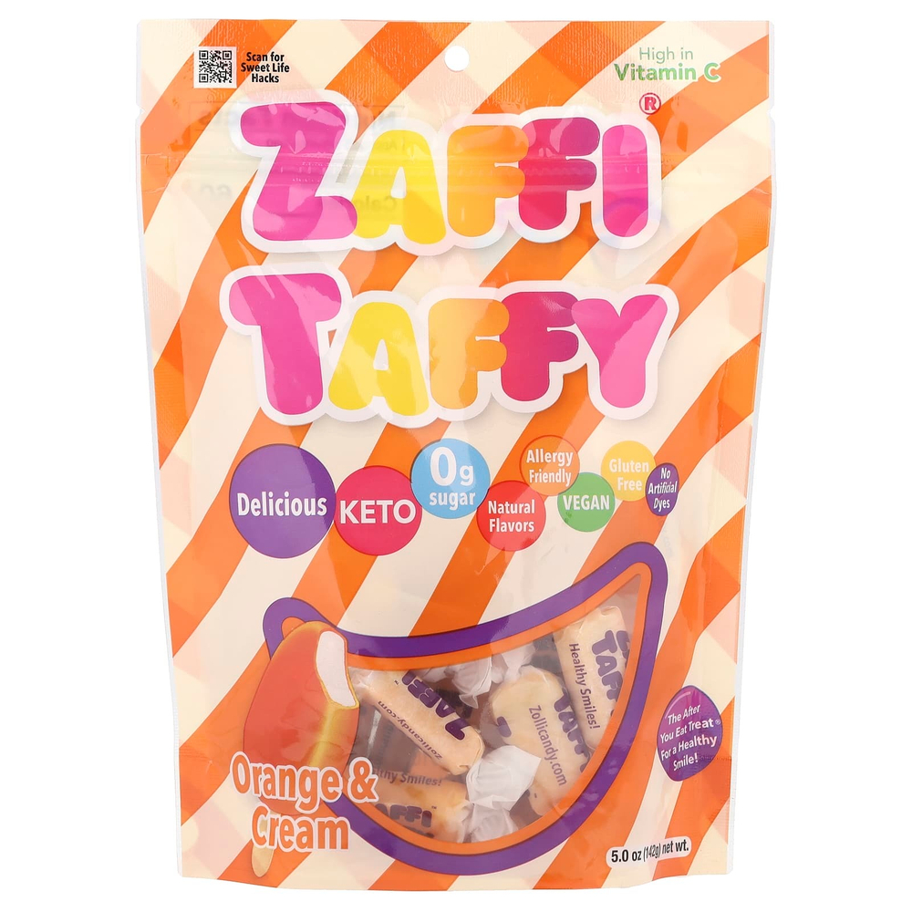 Zollipops, Zaffi® Taffy, апельсин и сливки, 142 г (5 унций)
