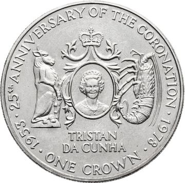 1  крона 1978 Тристан-да-Кунья «25 лет коронации Королевы Елизаветы II»