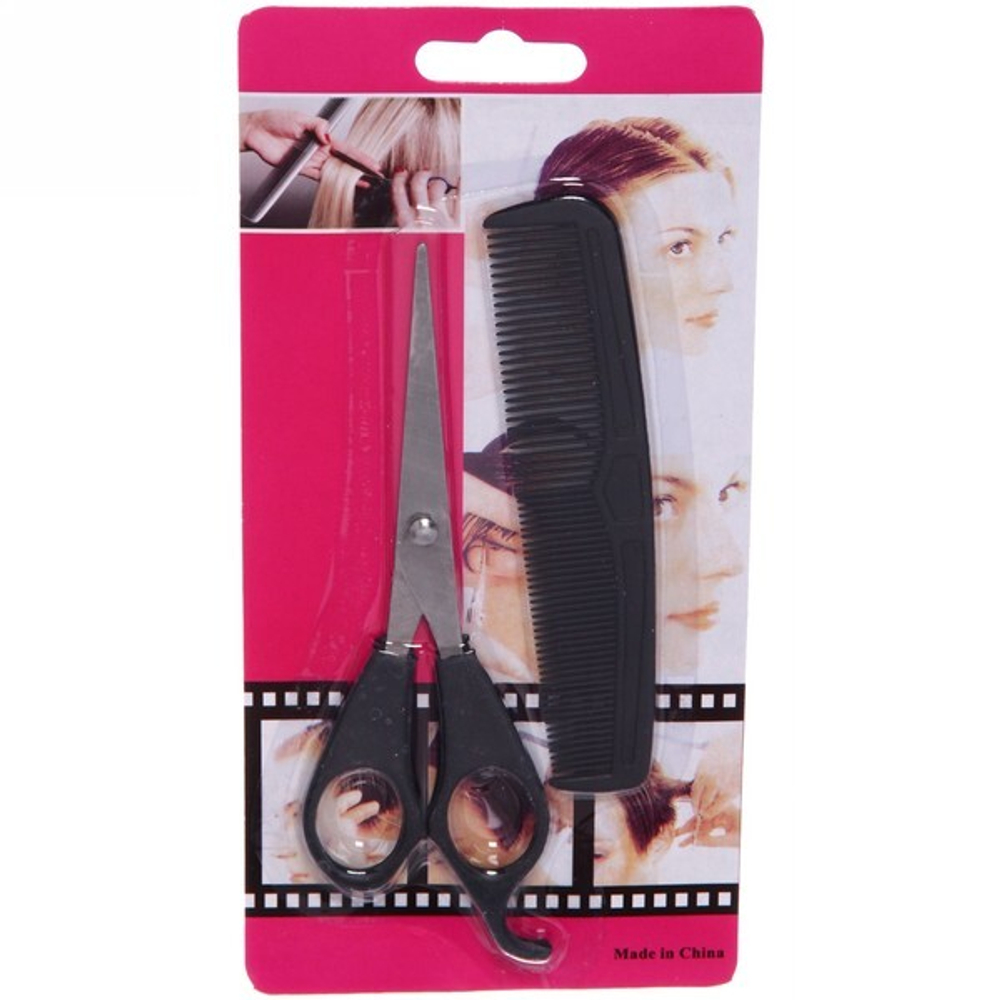 Ножницы для стрижки волос с расческой «Barber», прямые, 16,5см