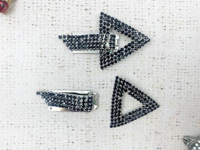 Застежка-клипса со стразами, р. 6,5х3,8 см, чёрный