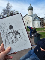 Картина, графика в паспарту 21х30 см на стену для интерьера "Церковь Двенадцати Апостолов на Пропастех"