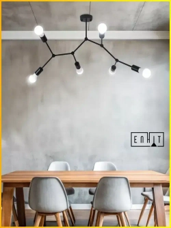 Люстра потолочная подвесная для зала спальни и на кухню в современном стиле лофт черная