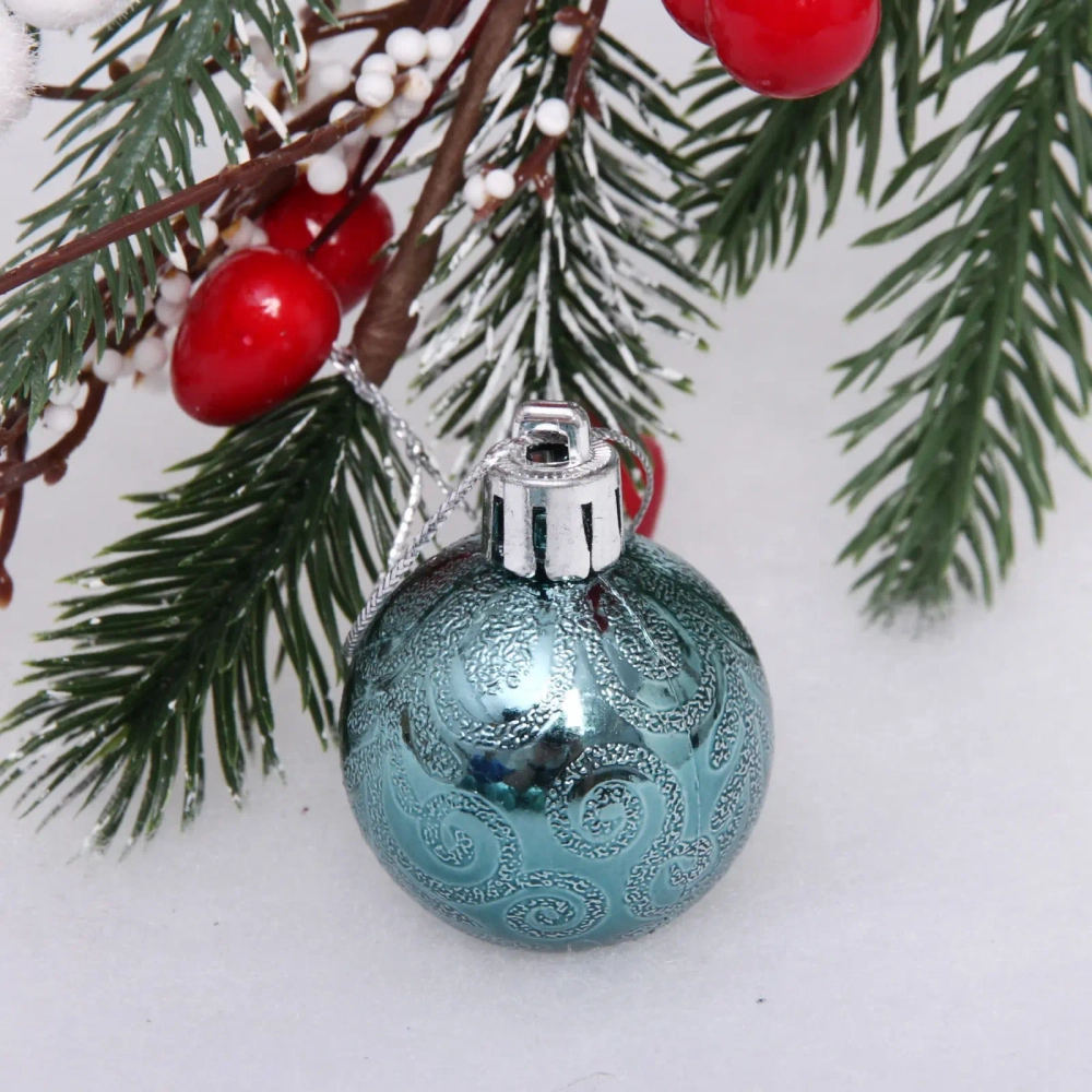 Новогодние шары 4 см (набор 6 шт) «Микс фактур», темный нефрит