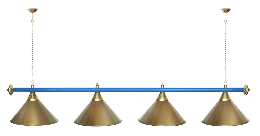 Лампа STARTBILLIARDS 4 пл. (плафоны зеленые,штанга зеленая,фурнитура золото)