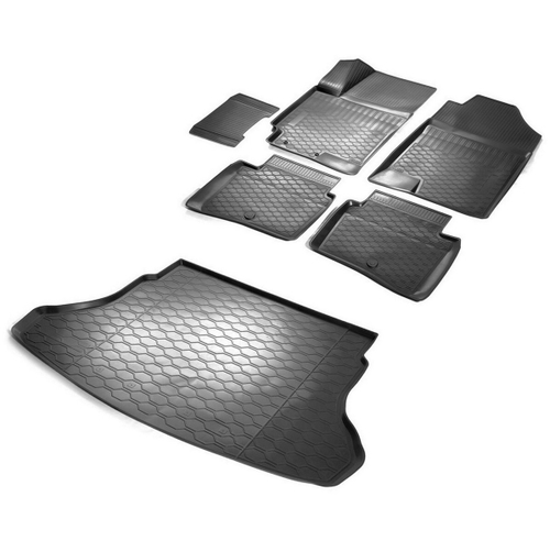 Коврики в салон и багажник автомобиля (комплект) Rival для Hyundai Solaris II поколение седан 2017-2020 2020-н.в./Kia Rio IV поколение седан 2017-2020 2020-н.в., полиуретан, 6 частей, K12305007-8