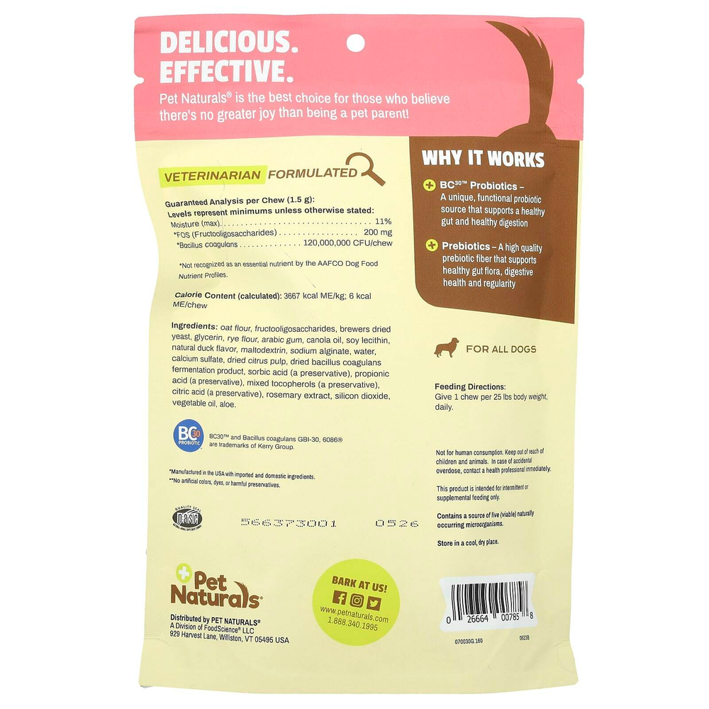 Pet Naturals, пробиотик для ежедневного приема, для собак, около 160 жевательных таблеток, 240 г (8,48 унции)