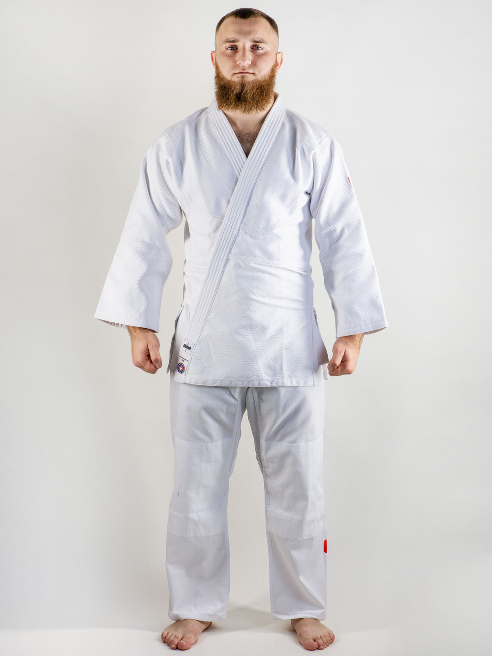 C555 Кимоно для дзюдо подростковое Clinch Judo Red FDR белое