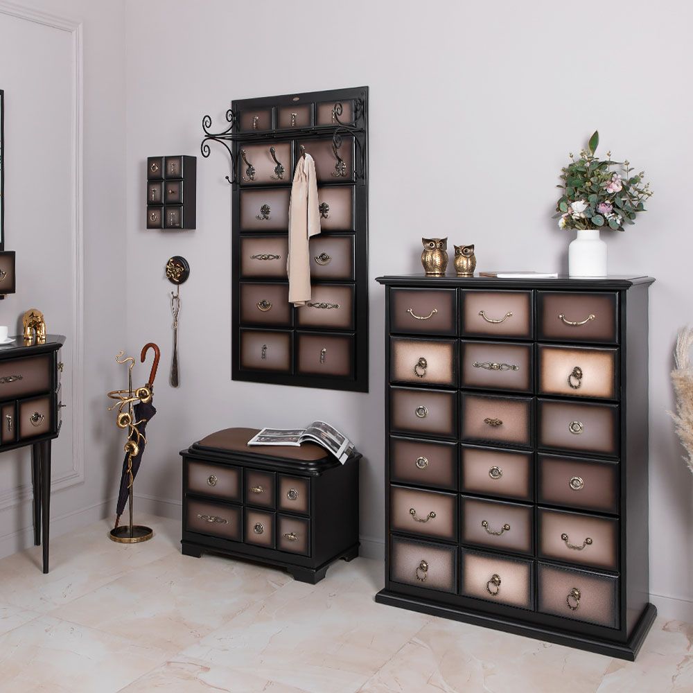 Комод "Пандора"- 4 с 4 ящиками Орех Оберджин Шоколад