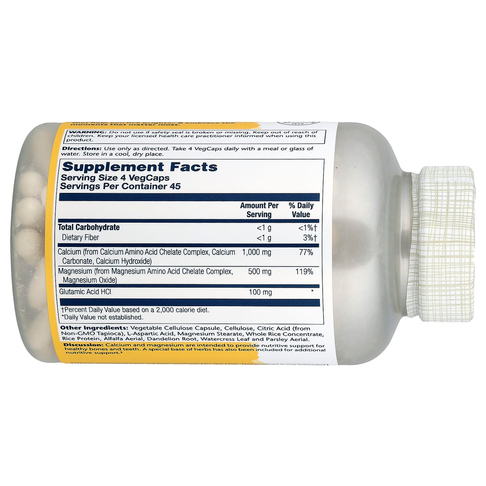 Solaray, Кальций и магний в соотношении 2:1, 180 вегкапсул