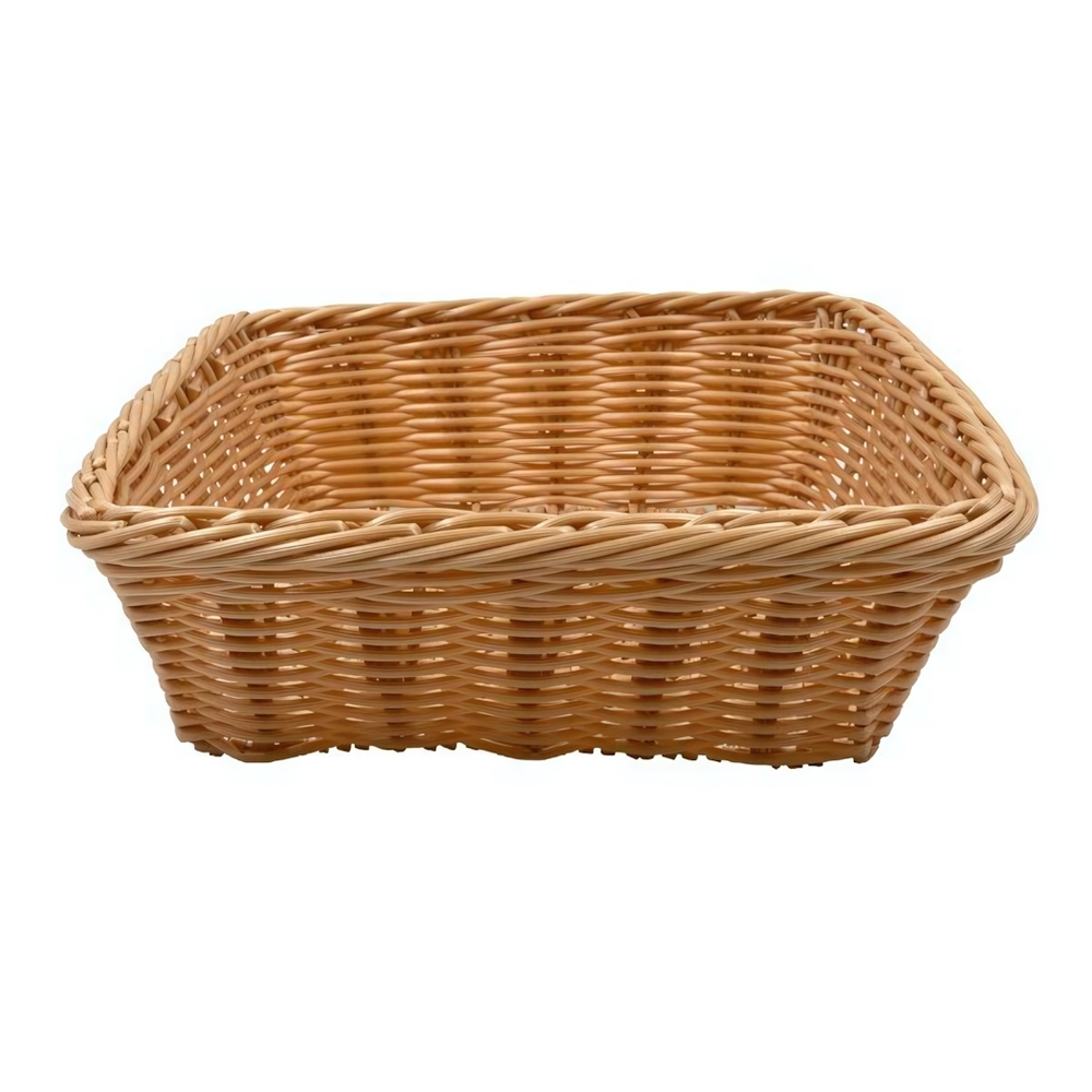 Корзина настольная квадратная "Полиротанг", Д240 Ш240 В75, бежевый