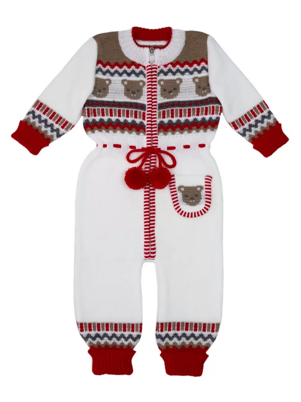 Вязаный комбинезон для новорожденных и малышей на молнии