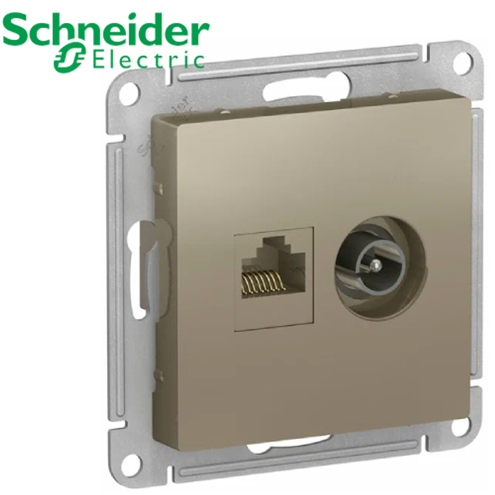 Розетка компьютерная + TV (шампань) AtlasDesign Schneider ATN000589
