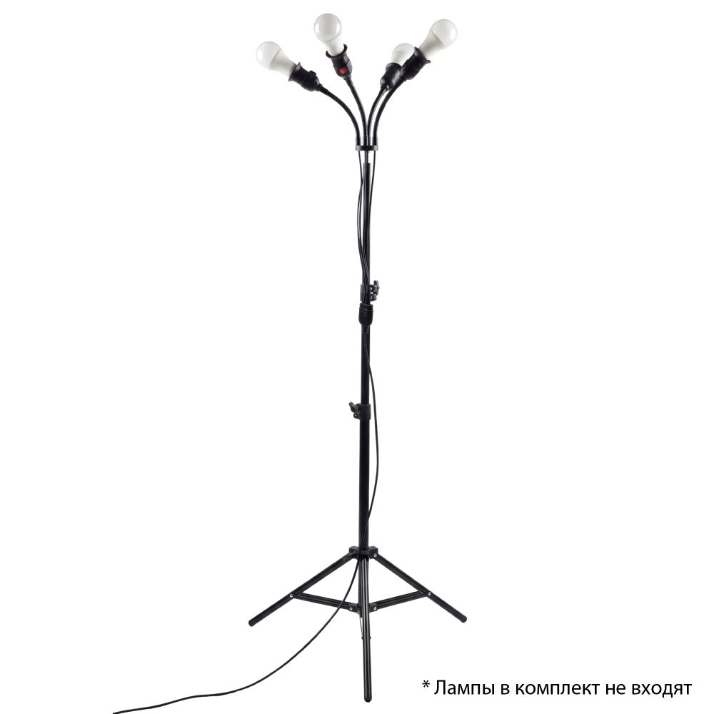 UML-P200 E27x4 BLACK PLANT Светильник напольный для 4-х фитоламп. На штативе. Цоколь E27. Черный. ТМ ФитоЛето