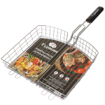 Решетка барбекю 350х300х50 мм, Гурман, Люкс, хром, рукоятка дерево, 22033-enf