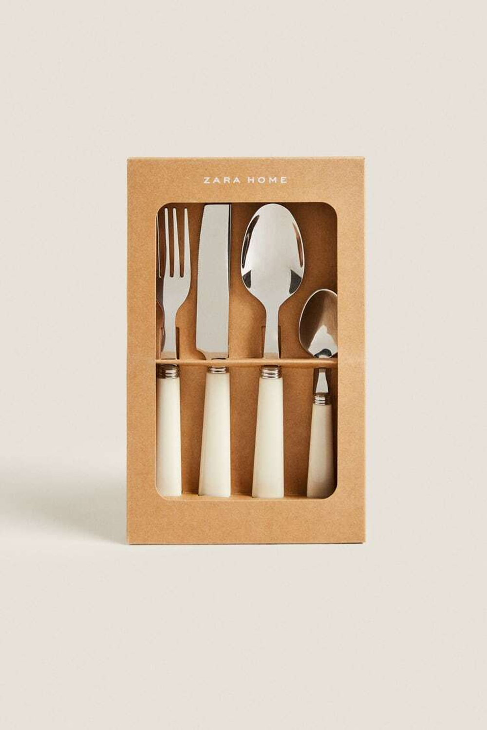 ZARA HOME НАБОР СТОЛОВЫХ ПРИБОРОВ (4 ШТУКИ), КРЕМОВЫЙ