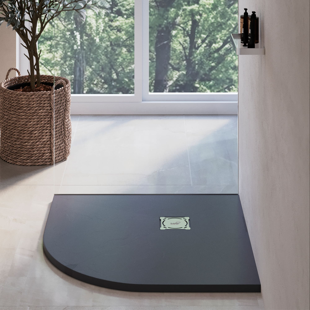 Душевой поддон полукруглый RGW ST/R-G Графит (1000x1000)