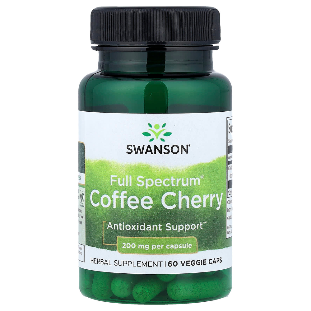 Swanson Vitamins, Full Spectrum®, кофейные ягоды, 200 мг, 60 растительных капсул