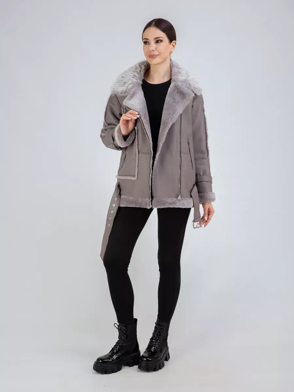 Дубленка авиатор натуральная зимняя