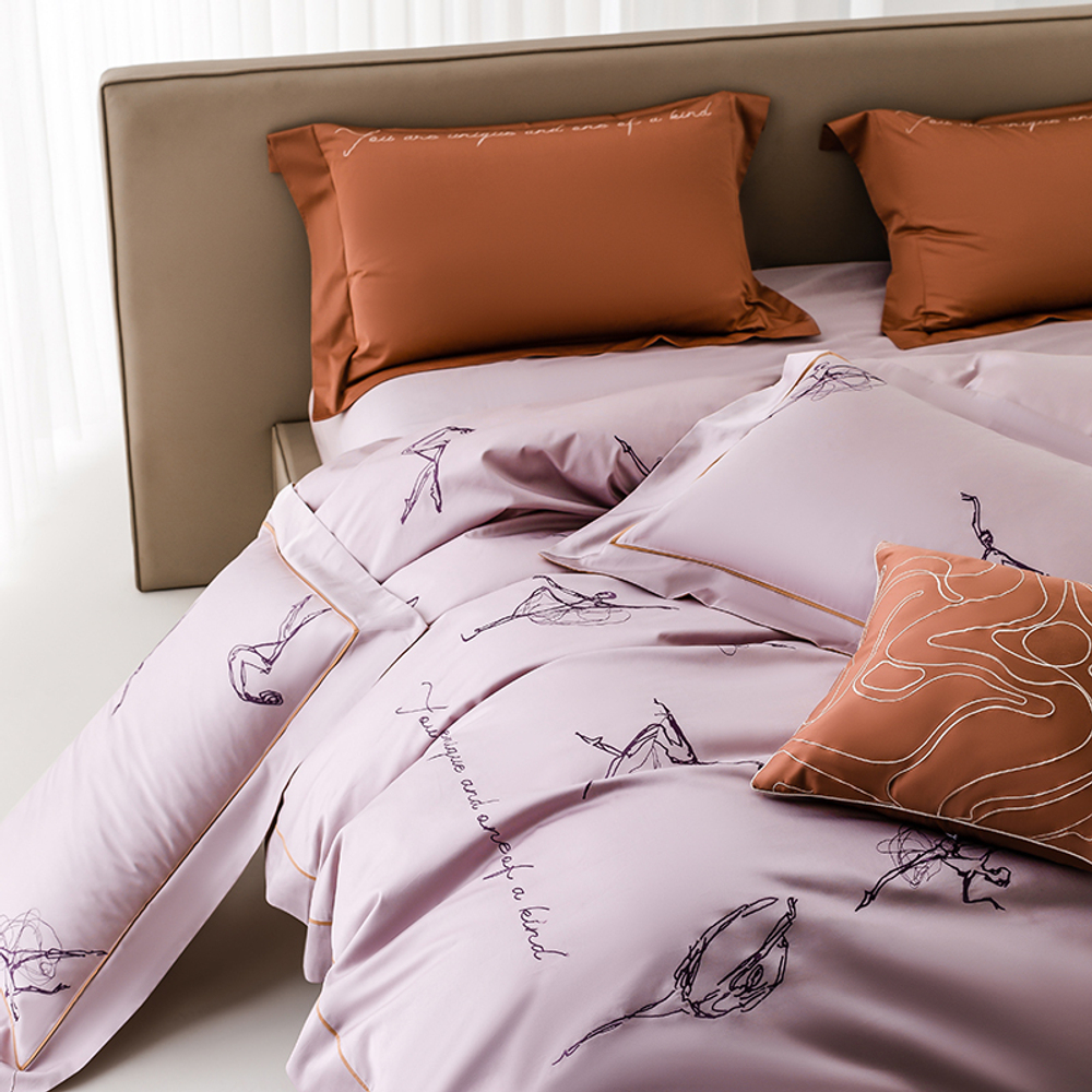 ZEPHYR HOME Постельное белье на двуспалку Египетский хлопок Балерины розовый