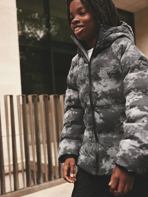 Куртка утепленная с капюшоном и флисовой подкладкой для мальчика Next Q51-579, Серый