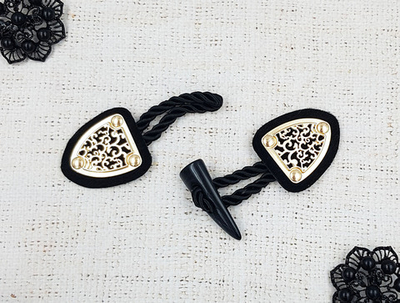 Застежка клевант, р. 16х4,7 см, чёрный с золотом