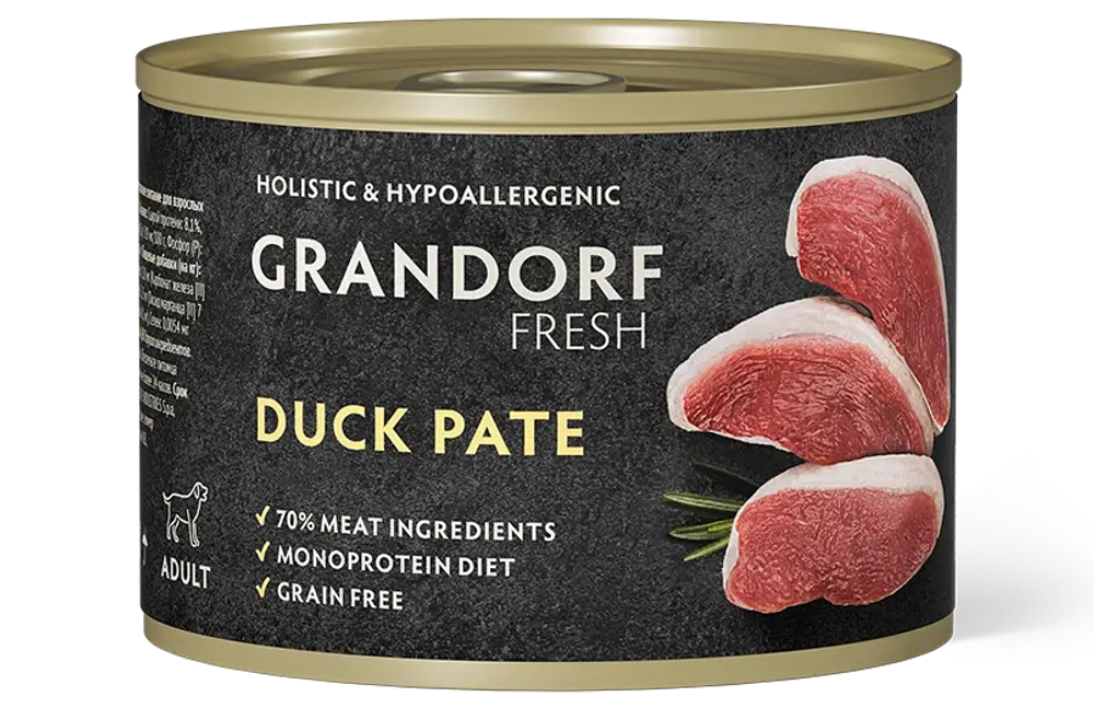 Grandorf Fresh Монопротеиновые консервы из утки для собак всех пород