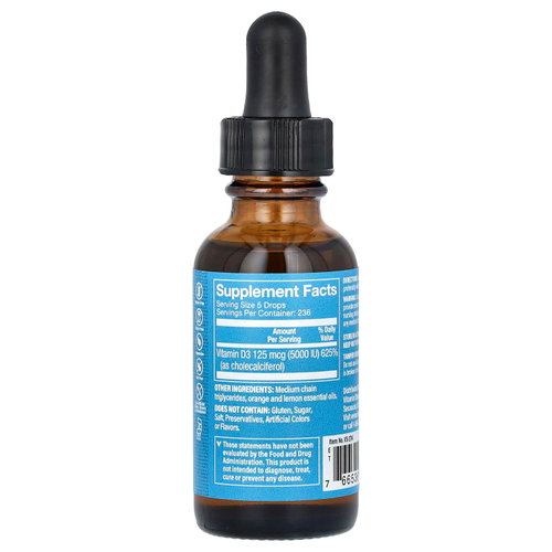 The Vitamin Shoppe, жидкий витамин D3, с цитрусовыми, 125 мкг (5000 МЕ), 30 мл (1 жидк. унция)