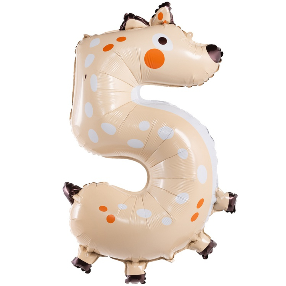 Шар Фольгированный Цифра 5 Зоопарк Олень (Ассорти)
