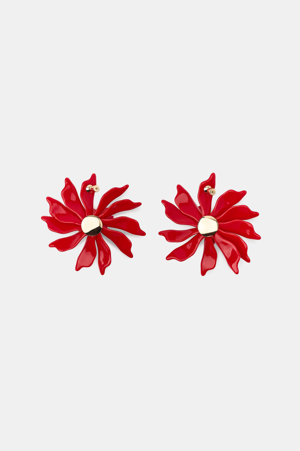 ZARA МАКСИ-СЕРЬГИ «РЕЛЬЕФНЫЕ ЦВЕТЫ», КРАСНЫЙ
