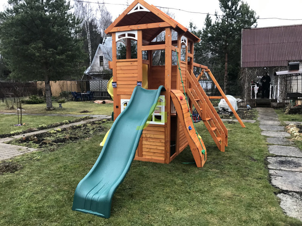 Детская площадка Клубный домик 2 с горкой трубой Luxe