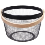 Корзина для хранения металлическая с деревянной ручкой «ФАРГО», цвет черный, 26*18см (лейбл Селфи)